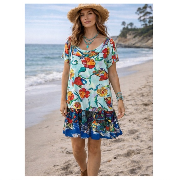 Jams World Dresses & Skirts - Jams World Hattie floral koi fish printed mini‎ Dress Sz M